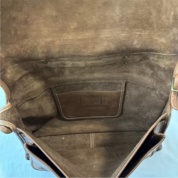 COACH VTG 1980's BRITISH TAN LEATHER MESSENGER BRIEFCASE SATCHEL NYC 688-0927 - Picture 4 of 12